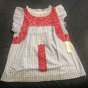 J. Marie red & blue gingham blouse NWT